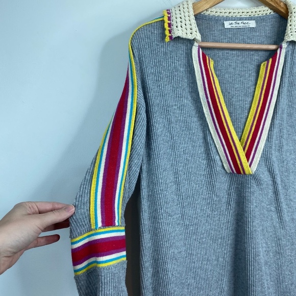 We The Free People Top S Feeling Magical Ribbed Oversized Crochet Rainbow Pride - Picture 5 of 12